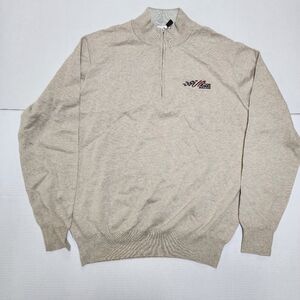 Peter Millar Men's Size Large Joe Gibbs Racing Beige 1/4 Zip Soft Pullover